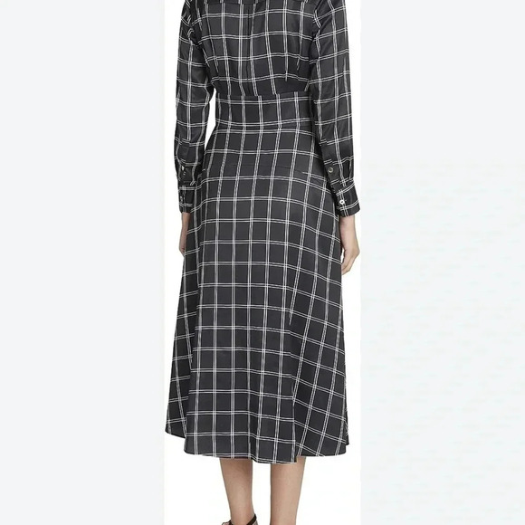 Tahari ASL Women's Long Sleeve Surplus Windowpane Tie Waist Shirt Dress - Picture 4 of 7